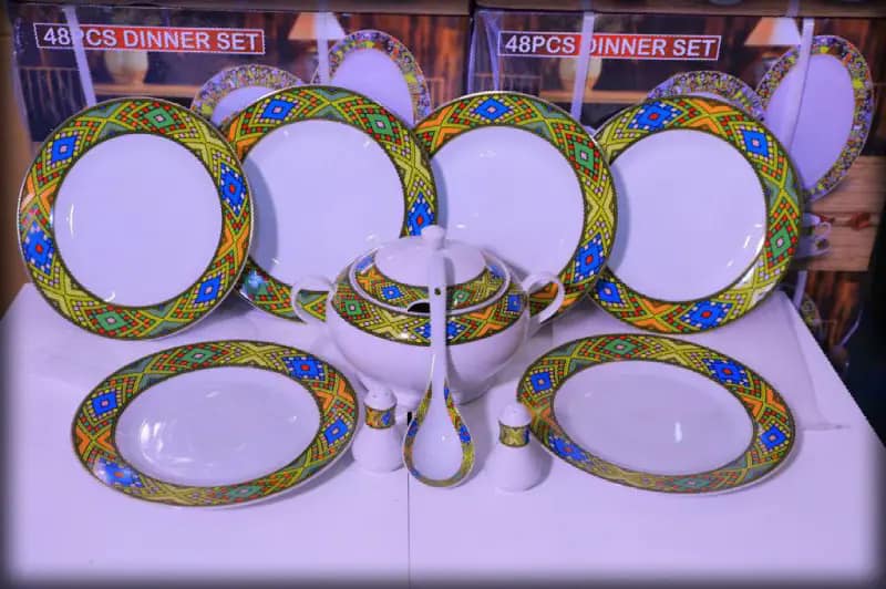 Eritrean & Ethiopian Dinnerware Set 48 Piece - Tibeb