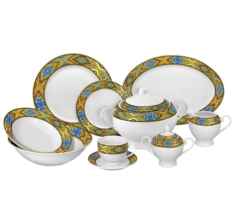 Eritrean & Ethiopian Dinnerware Set 48 Piece - Tibeb