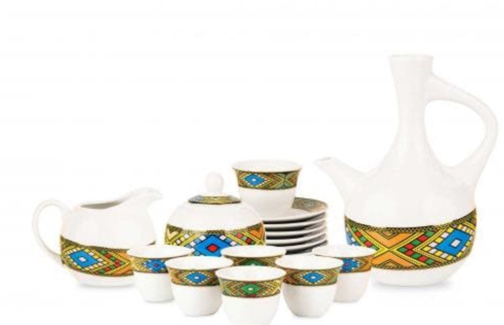 23 PCS COFFEE SET (Eritrean & Ethiopian Traditional Coffee set) - ባህላዊ መቀበሊ ቡን 23 ሓባ