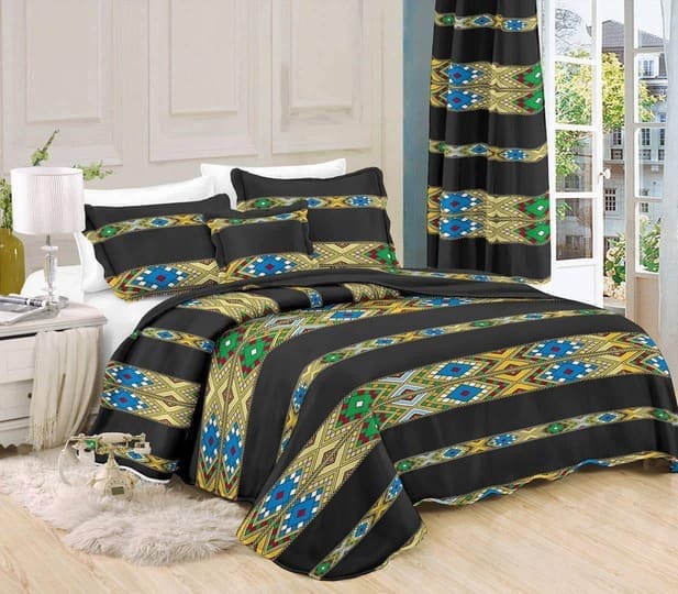 Habesha Bett Decke und Vorhänge / ባህላዊ ኮቦርሌቶን መጋረጃን
