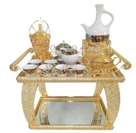 Eritrea & Ethiopian Rekebot Coffee Table With Saba, Telet Design Coffee Cup Set