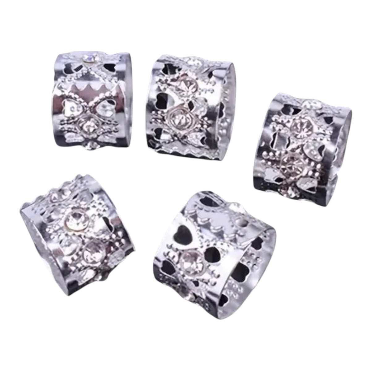 DreamFix Gold & Silver Rhinestone Dreadlock Beads 6 Stk