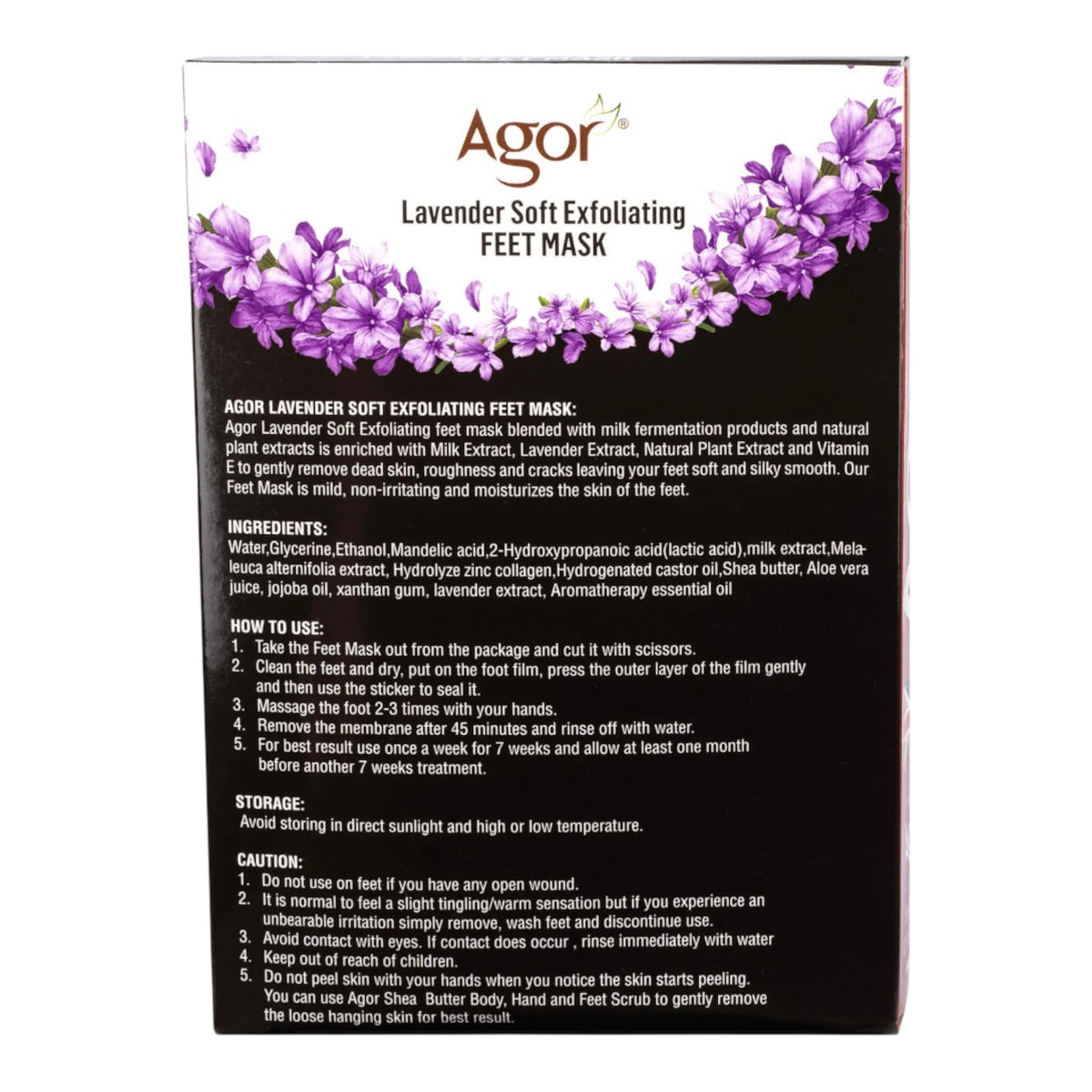 Agor Lavender Soft Exfoliating Feet Mask ( 7 Pairs)