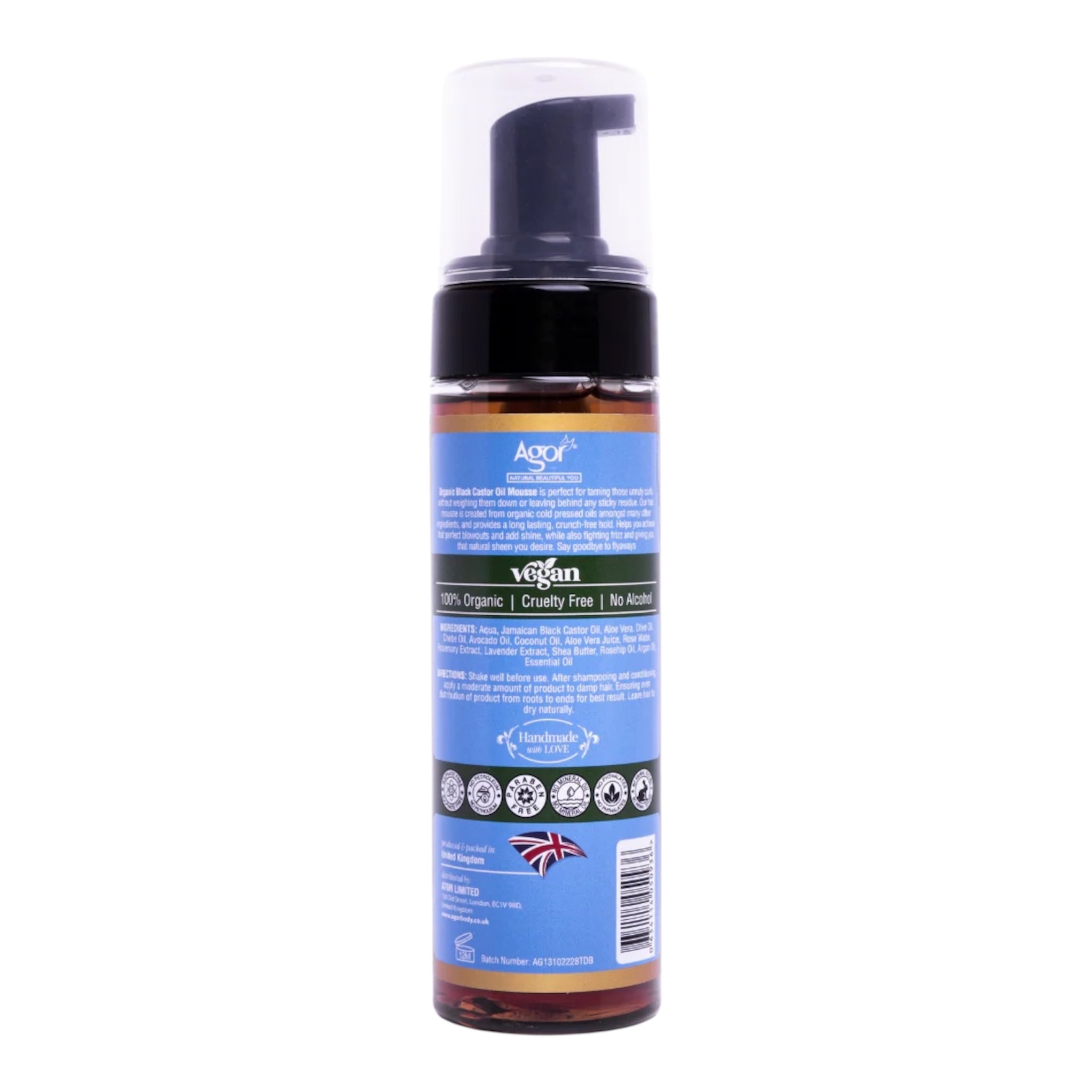 Agor Organic Black Castor Oil Hair Mousse (200ml)