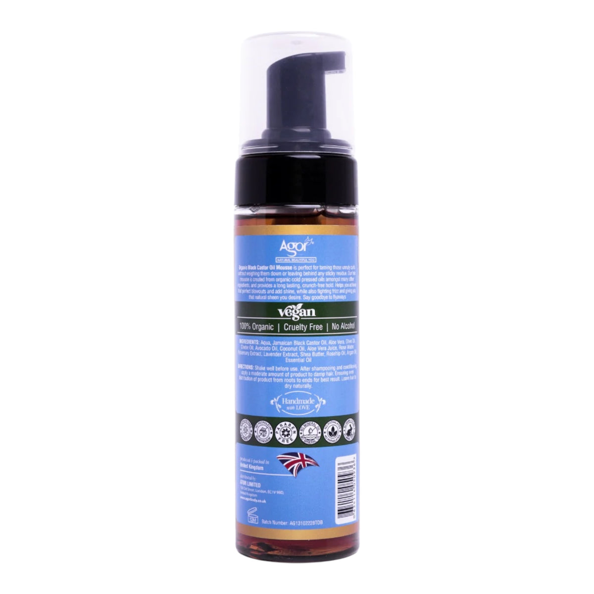 Agor Organic Black Castor Oil Hair Mousse (200ml)