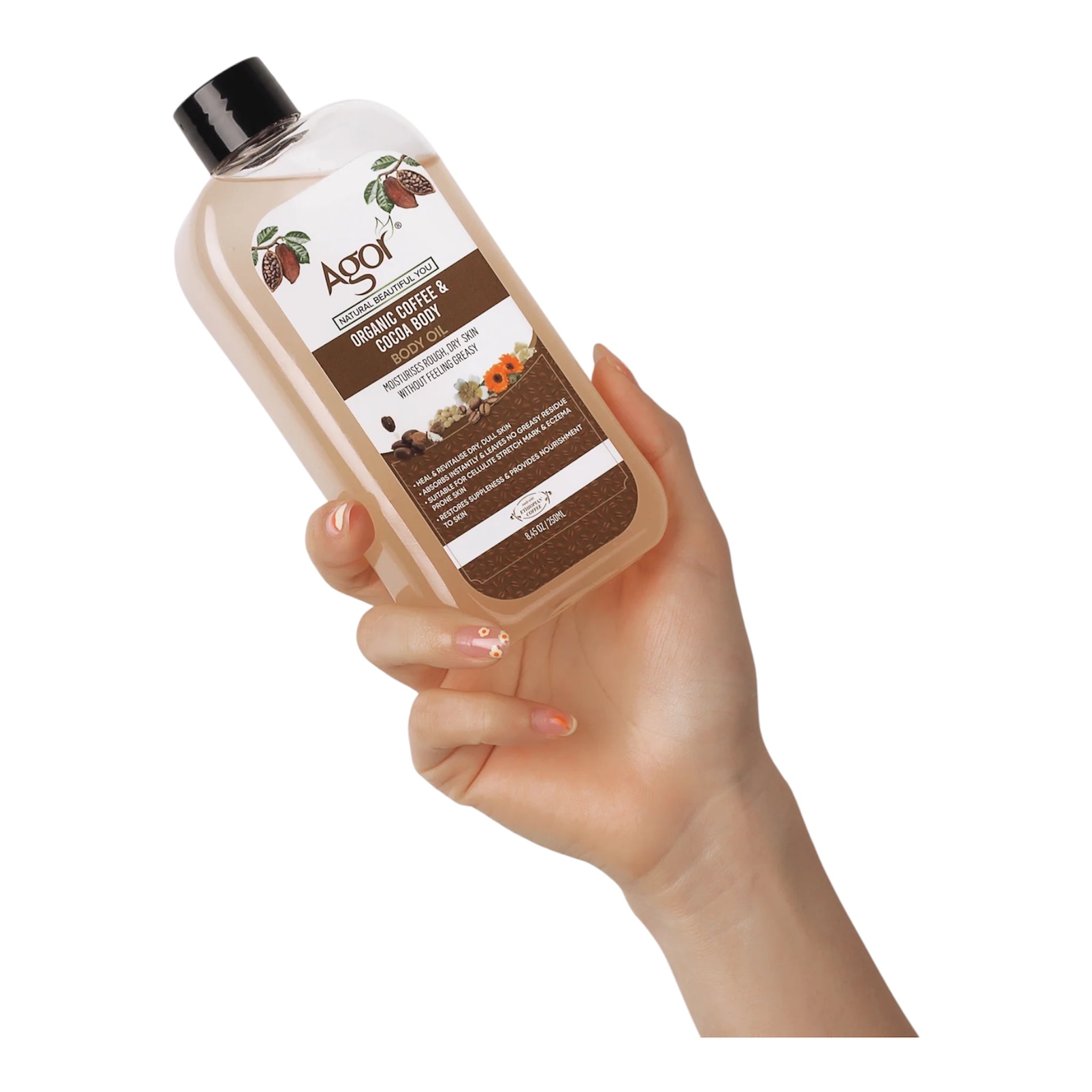 Agor Organic Coffee & Cocoa Body Oil – 250 ml