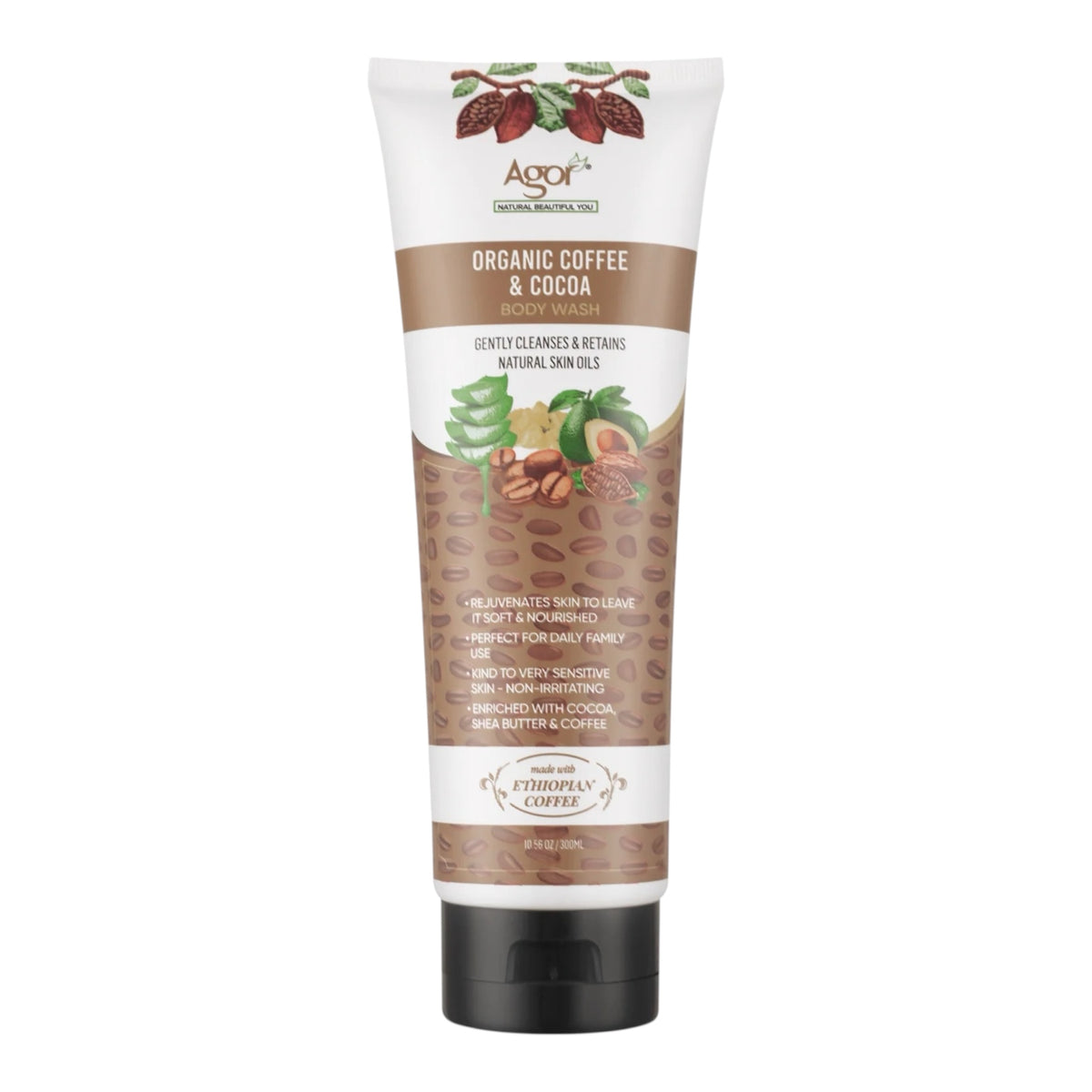 Agor Organic Coffee & Cocoa Body Wash (300ml)