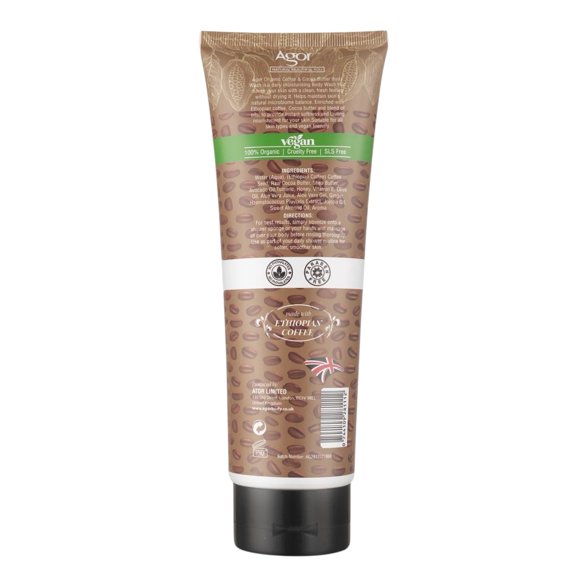 Agor Organic Coffee & Cocoa Body Wash (300ml)