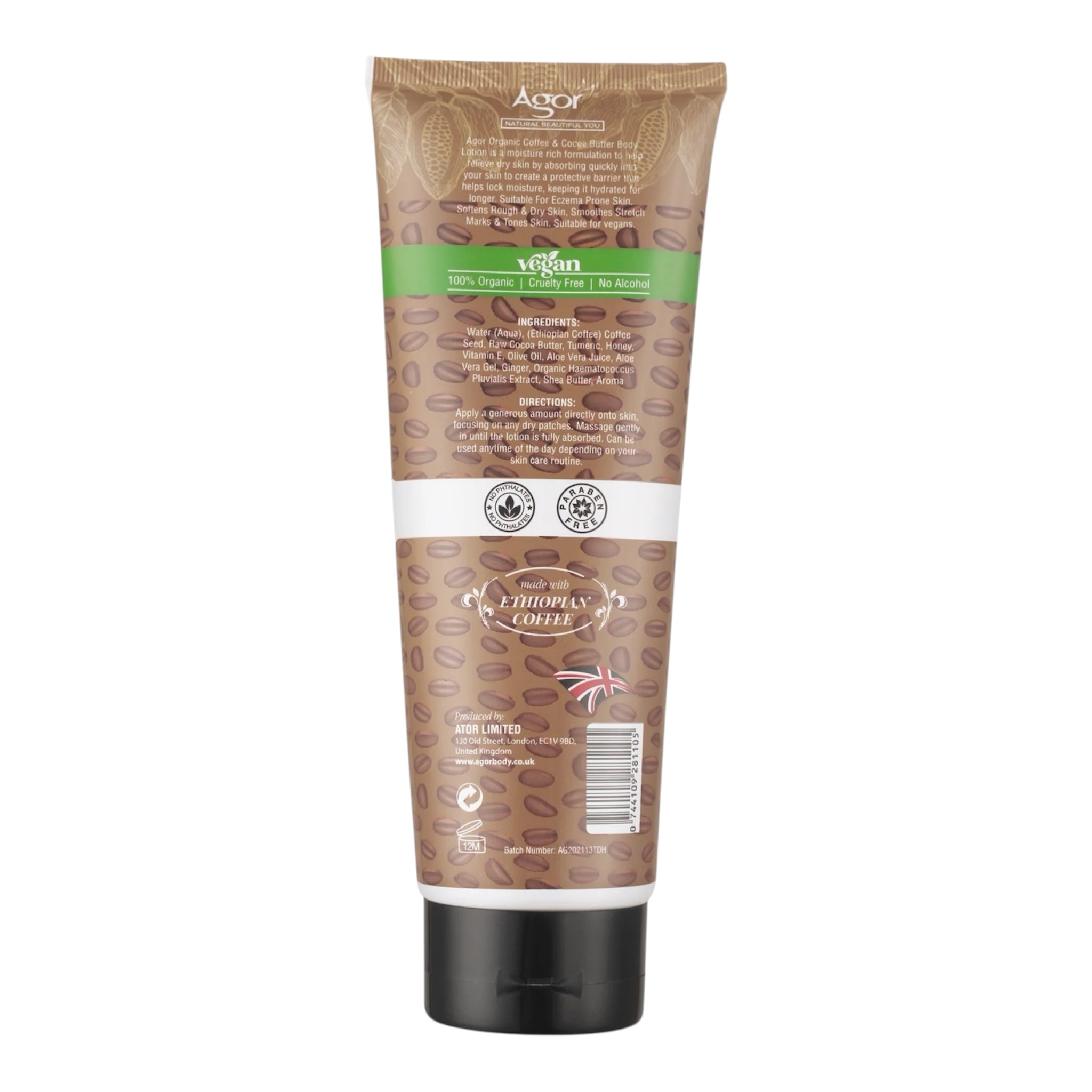 Agor Organic Coffee & Cocoa Body Lotion – 300 ml