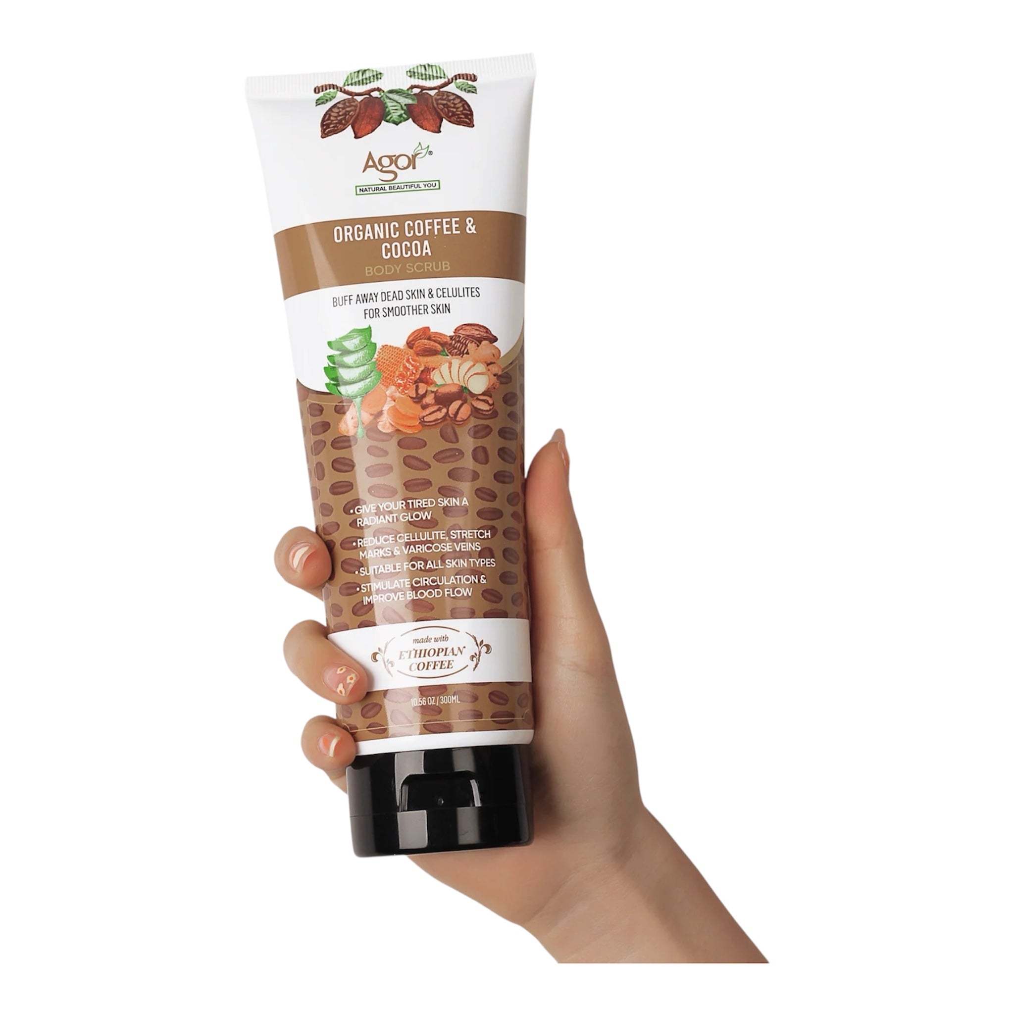 Agor Organic Coffee & Cocoa Body Scrub – 300 ml