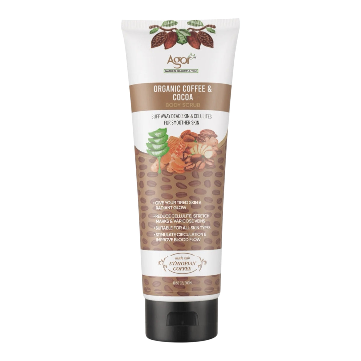 Agor Organic Coffee & Cocoa Body Scrub – 300 ml