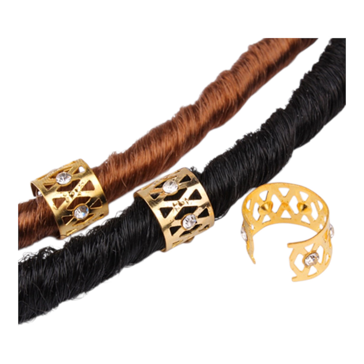 DreamFix Gold & Silver Rhinestone Dreadlock Beads 6 Stk