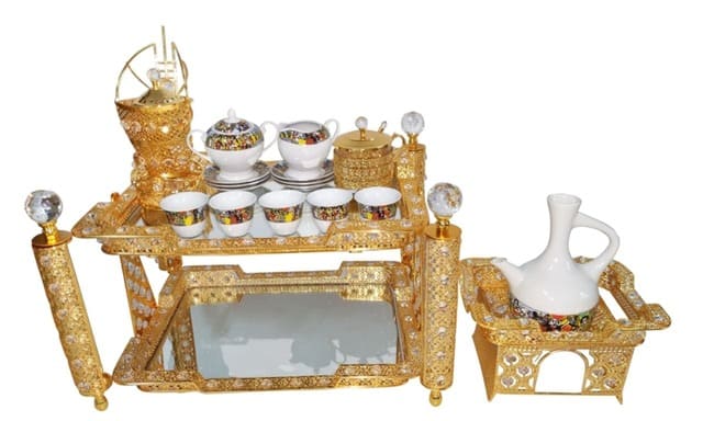 Eritrean Ethiopian Rekebot Coffee Serving Tray Table Set Jebena Full Set