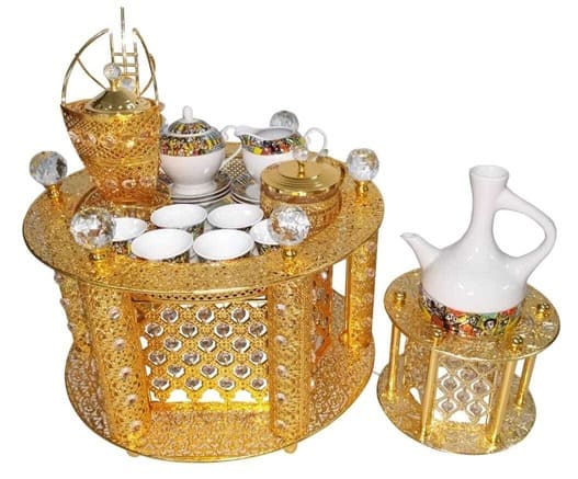 Eritrea & Ethiopian Rekebot Coffee Table With Saba, Telet Design Coffee Cup Set