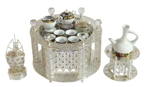 Eritrea & Ethiopian Rekebot Coffee Table With Saba, Telet Design Coffee Cup Set