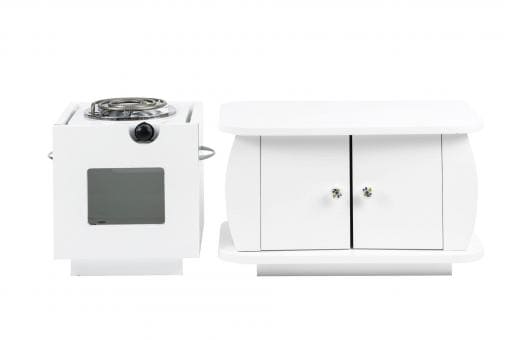 Set aus Tisch + Tisch + Hot Plate - weiß / እንዳቡን - ፋርኔሎ - ስቶቭ (ጻዕዳ)