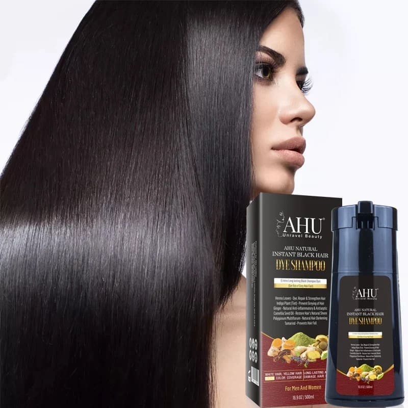 AHU Natural Instant Black Hair Dye Shampoo