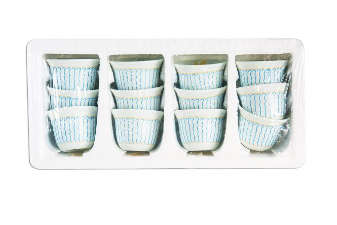 Coffee Cup 12 pieces - Decor: green lines