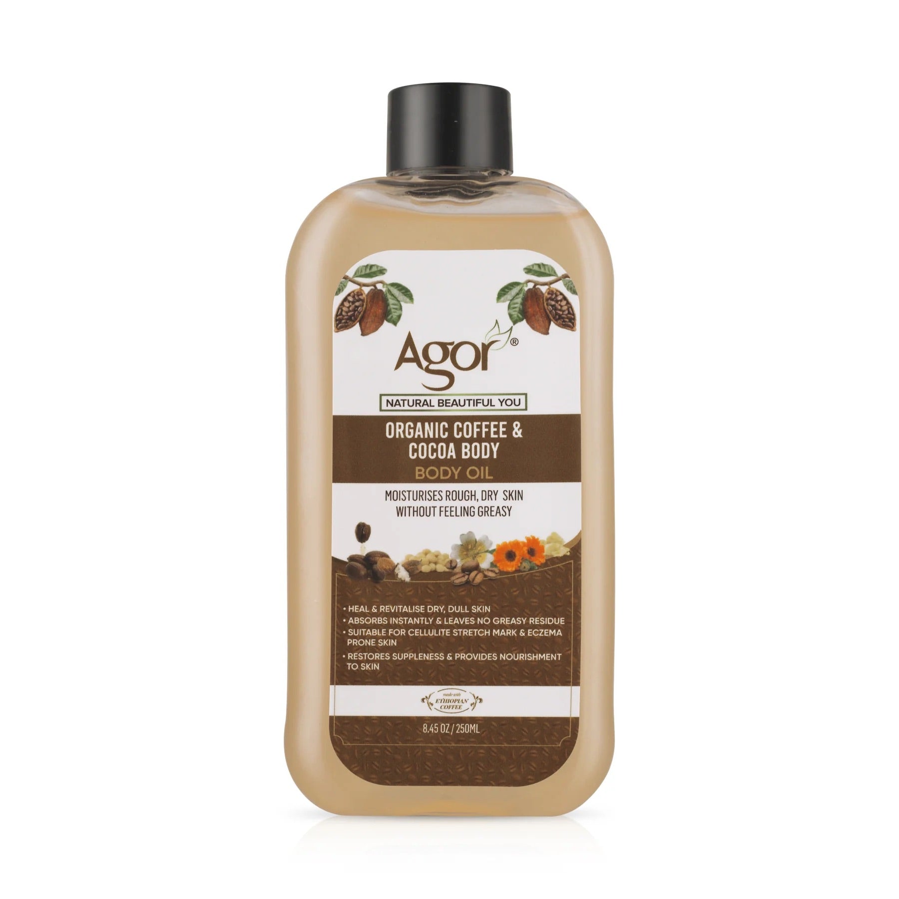 Agor Organic Coffee & Cocoa Body Oil (250ml)